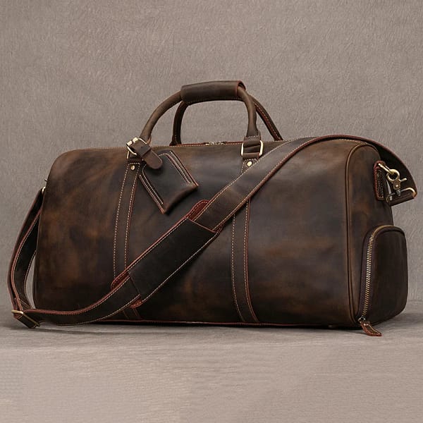 Vintage Leather Travel Duffle Bag