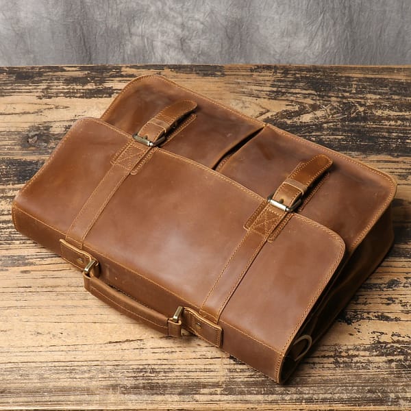 Retro Horse Leather Men’s Genuine Leather Laptop Bag - Image 2