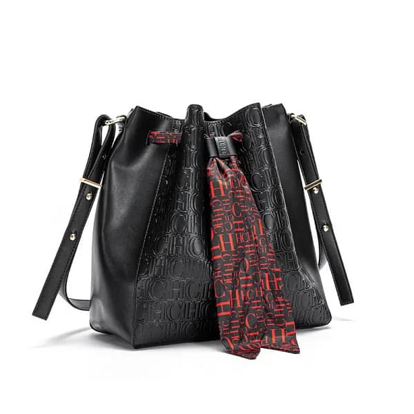 Women's PU Bucket Bag Commuter Shrink Scarf