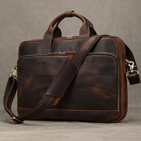 Genuine Leather Men Briefcase Vintage
