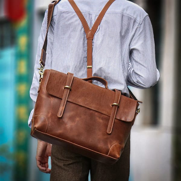 Genuine Leather Handbag Men's Briefcase