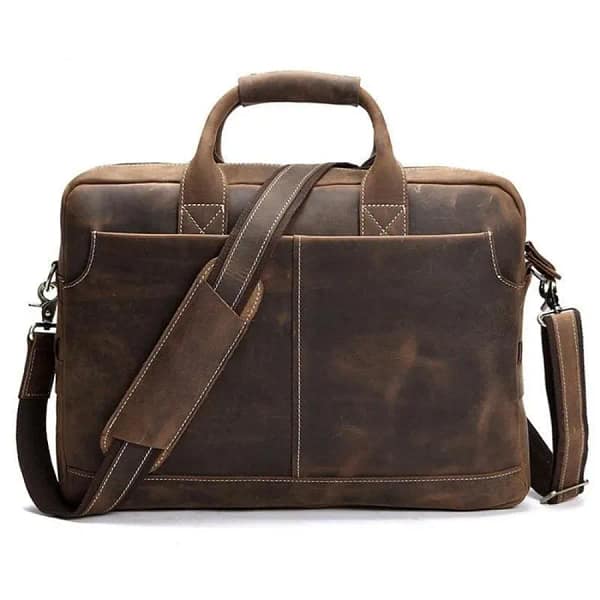 Vintage Leather Messenger Bag for Business - Image 2