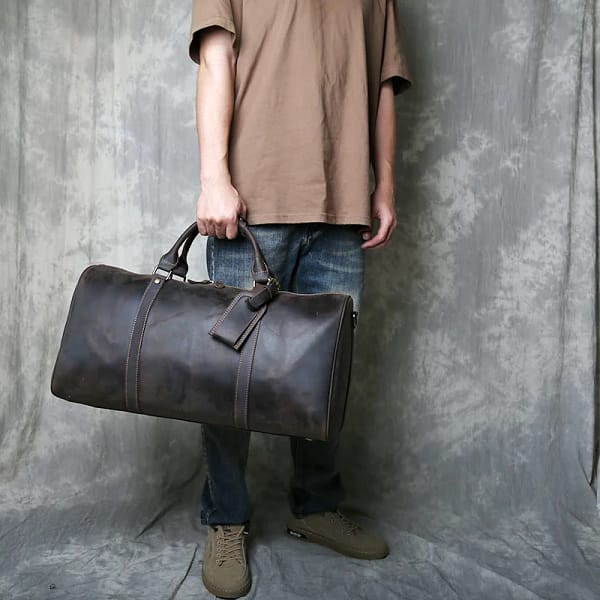 Retro Leather Travel Bag for Men - Image 2