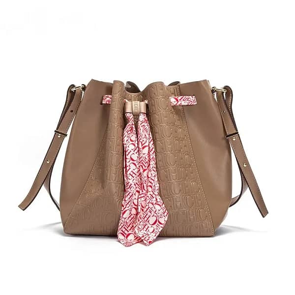 Women's PU Bucket Bag Commuter Shrink Scarf - Image 2