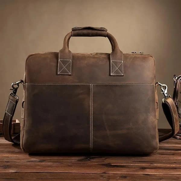 Vintage Leather Messenger Bag for Business