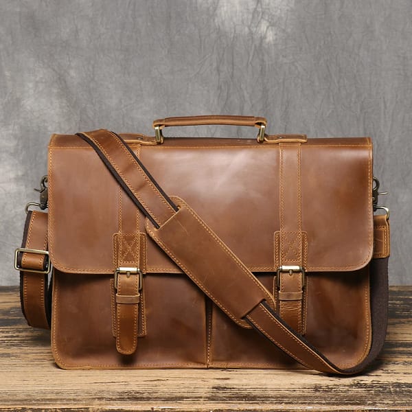 Retro Horse Leather Men’s Genuine Leather Laptop Bag