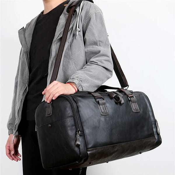 PU Leather Travel Duffel Bag Luggage - Image 2