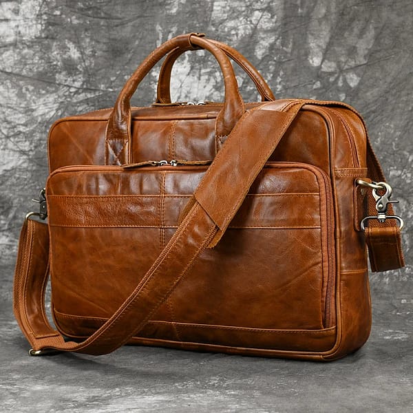 Genuine Leather Fit 16" Laptop Business Handbag