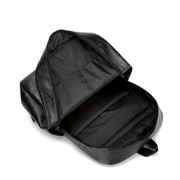 Simple Fashion Large Capacity Backpack, PU Leather Travel School Bag - Image 2